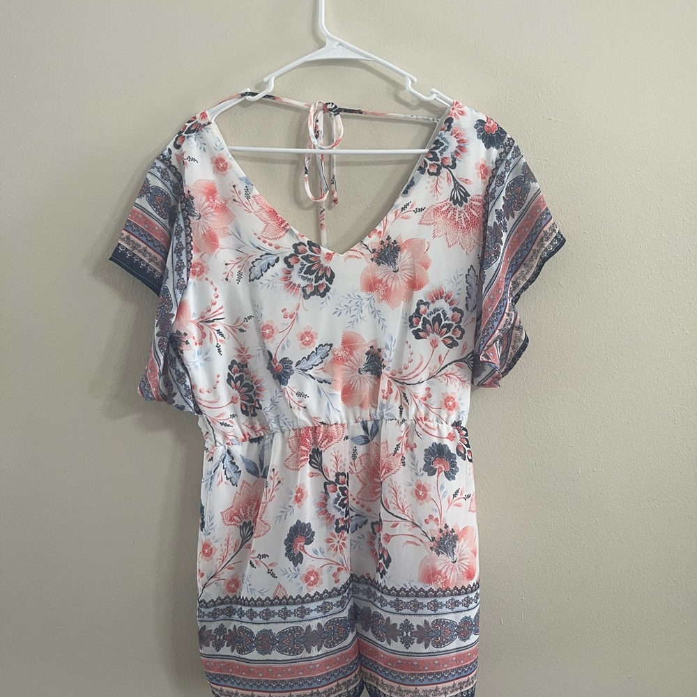 Crystal Sky Floral V-Neck Romper